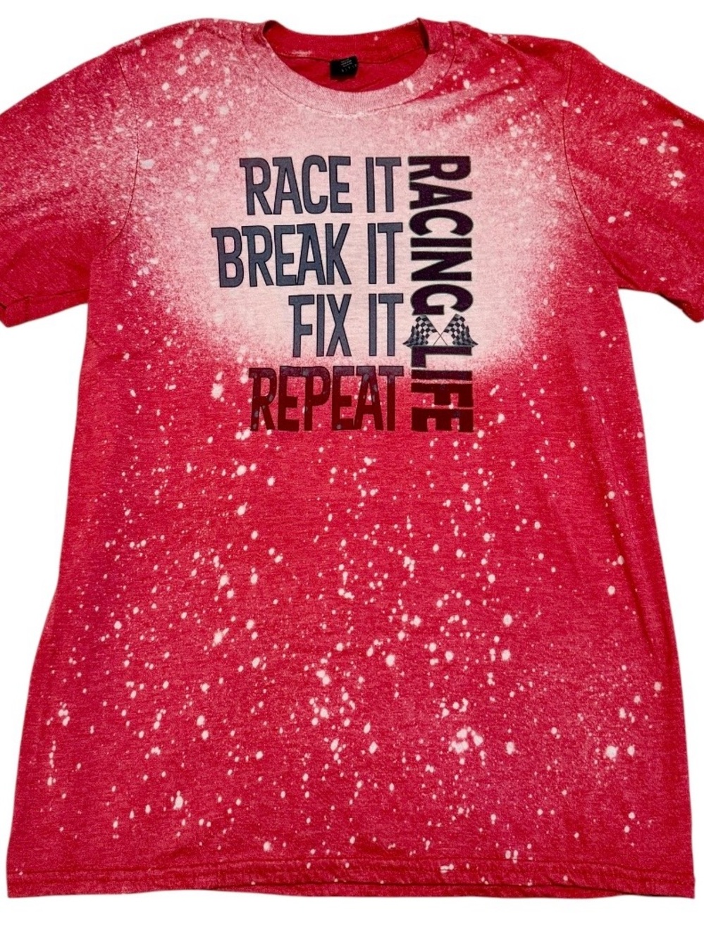 Gildan Red Race it Break it Fix it Repeat #racinglife Tee 🏁 Small EEUC Worn once